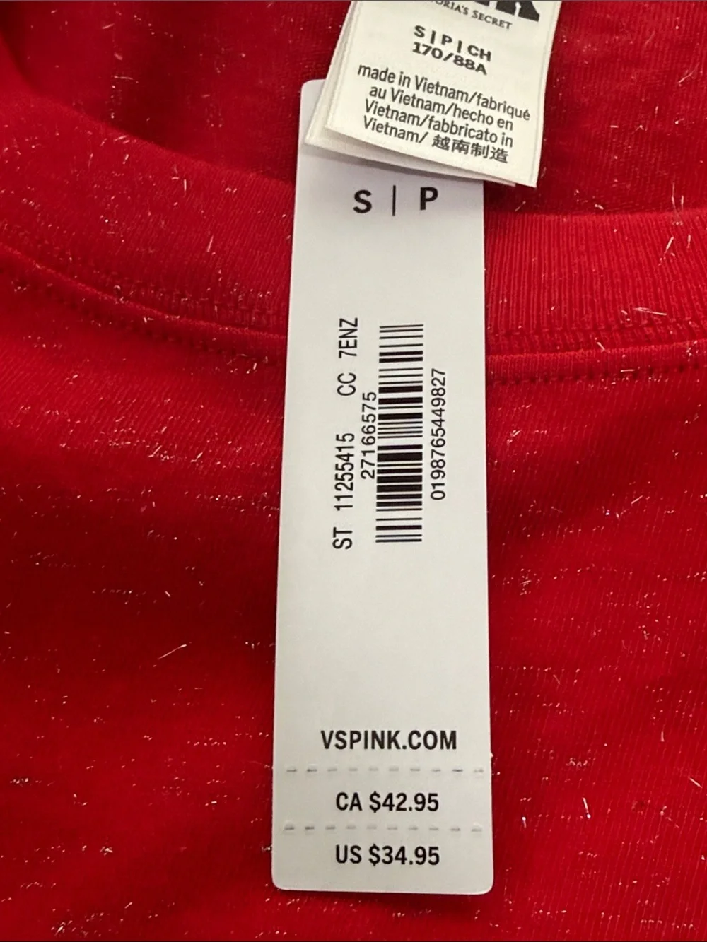 PINK Victoria's Secret Campus Cotton T-shirt in Bright Vermillion - Picture 6 of 9